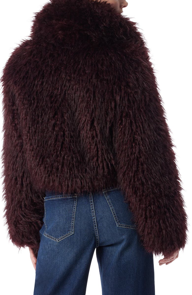 DO by Dee Ocleppo Pilar Open Front Faux Fur Jacket, Alternate, color, Maroon Banner