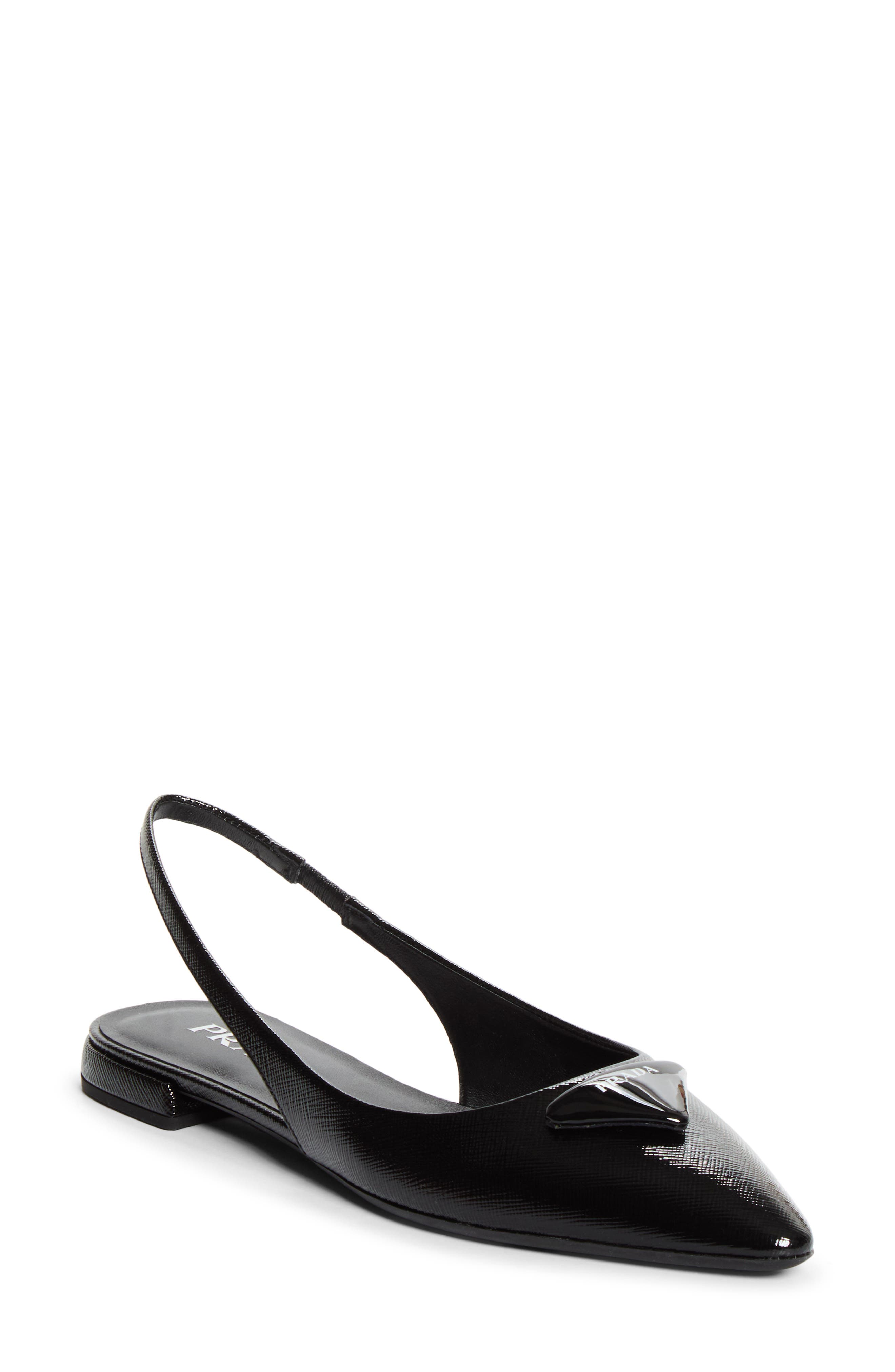Puffy Logo Slingback Ballet Flat, Main, color, NERO