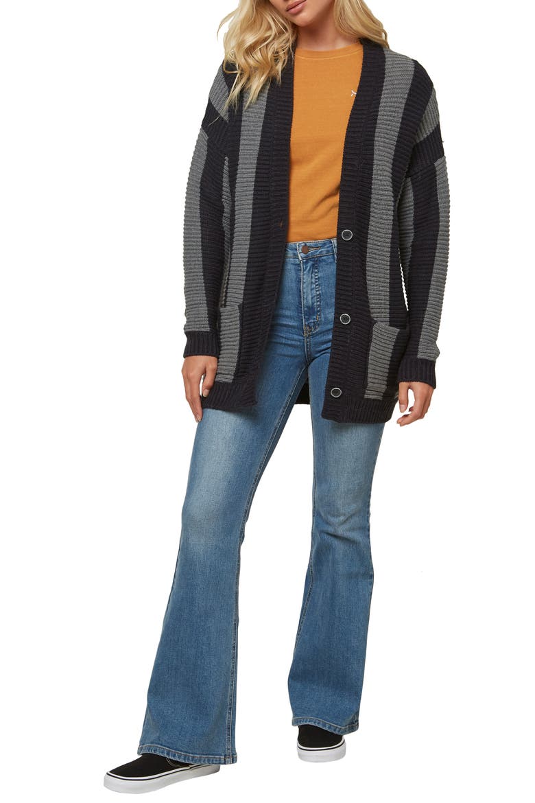 Bridges Stripe Cardigan, Alternate, color, ABYSS