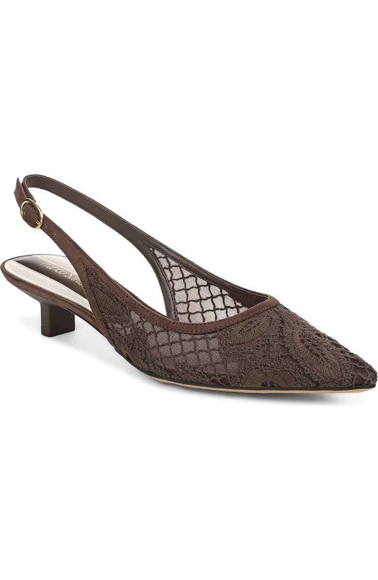 Franco Sarto Pura Slingback Pointed Toe Kitten Heel Pump, Main, color, Brown
