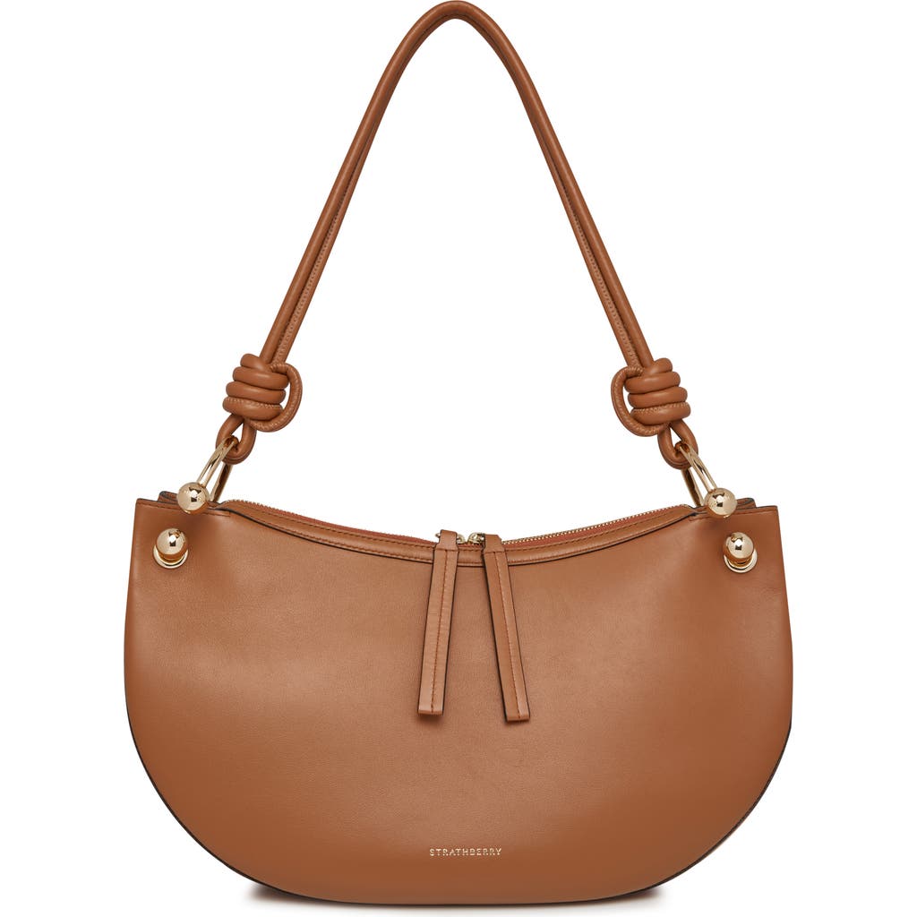 Strathberry Halo Leather Shoulder Bag In Tan