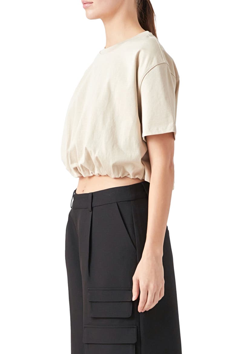 Bubble Hem Crop Top, Alternate, color, BEIGE