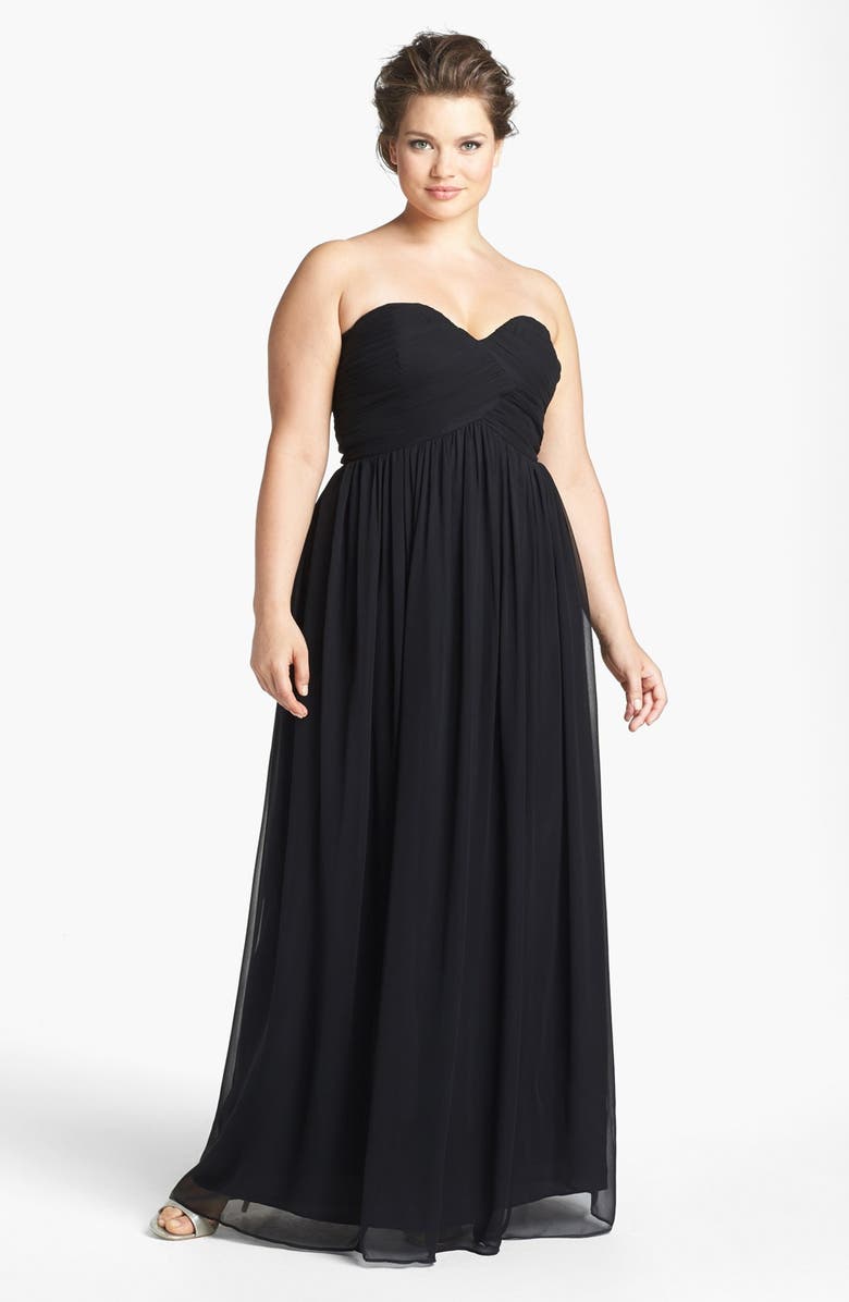 Donna Morgan 'Laura' Ruched Sweetheart Silk Chiffon Gown, Alternate, color, 