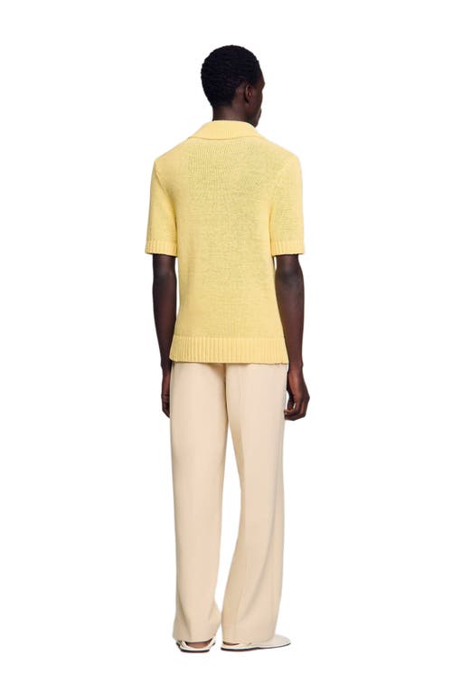 Sandro Knit Polo Shirt In Yellow