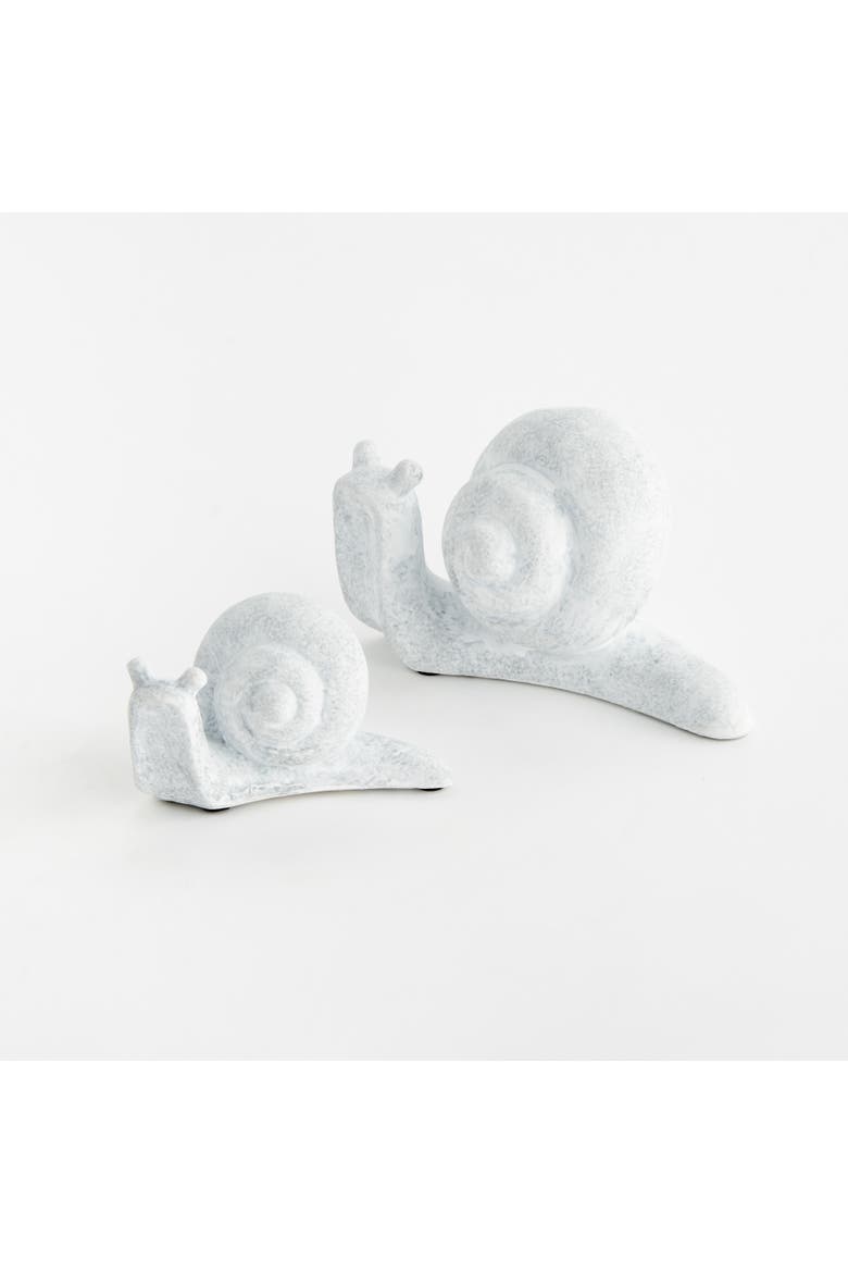 Serene White Concrete Snails Set of 2, Alternate, color, White