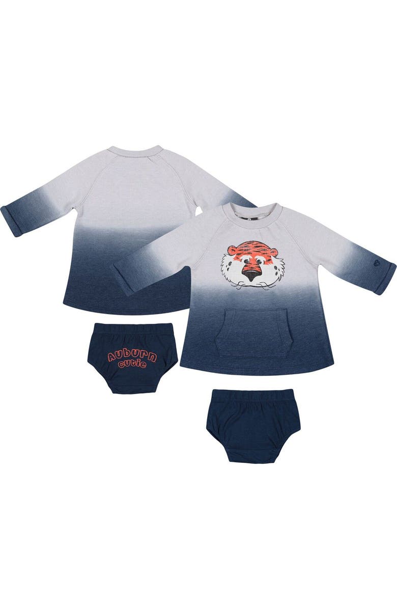 COLOSSEUM Newborn & Infant Colosseum Gray/Navy Auburn Tigers Hand in Hand Ombre Dress & Bloomers Set, Main, color, 