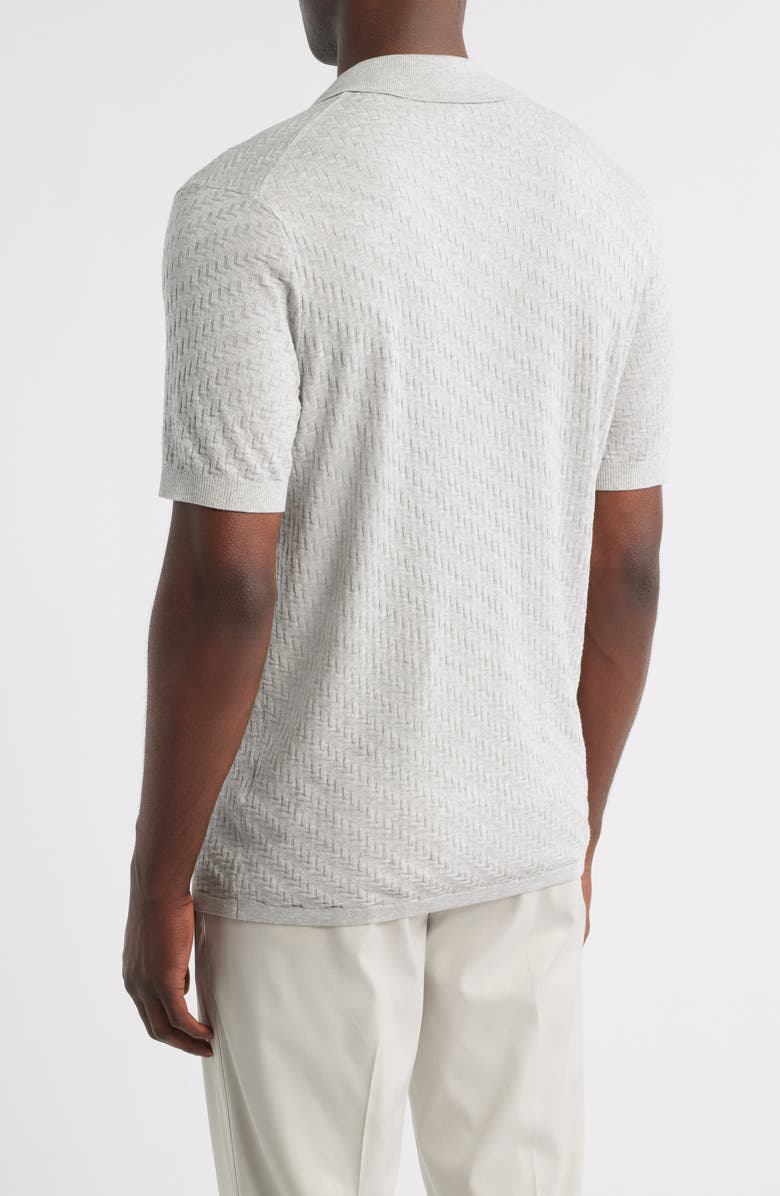Robert Barakett Skelling Textured Polo Sweater, Alternate, color, Dove Grey
