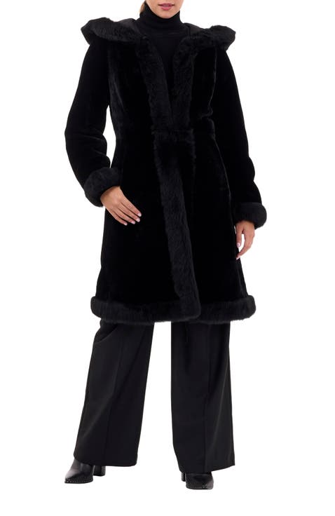 Reversible Genuine Shearling Hooded Jacket
