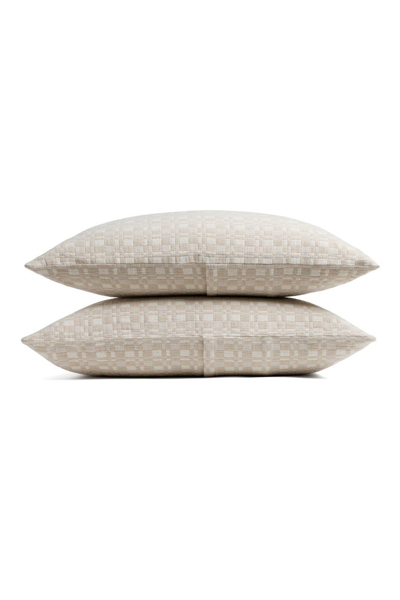 Modern Check Set of 2 Organic Cotton Jacquard Pillow Shams, Main, color, CREAM AND BONE