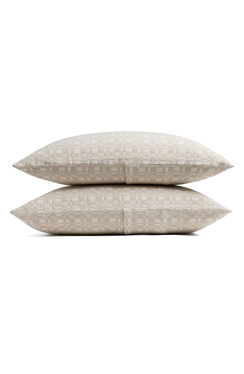 Parachute Modern Check Set of 2 Organic Cotton Jacquard Pillow Shams, Main, color, Cream And Bone