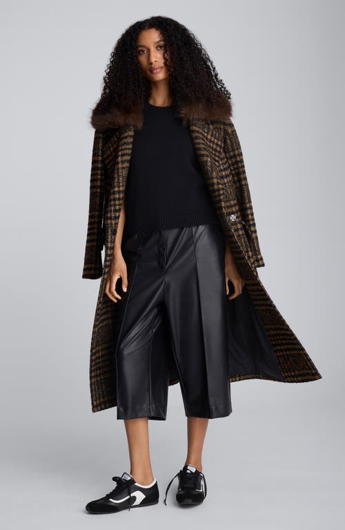 Kenneth Cole Faux Leather High Rise Pintuck Culotte Pant In Black