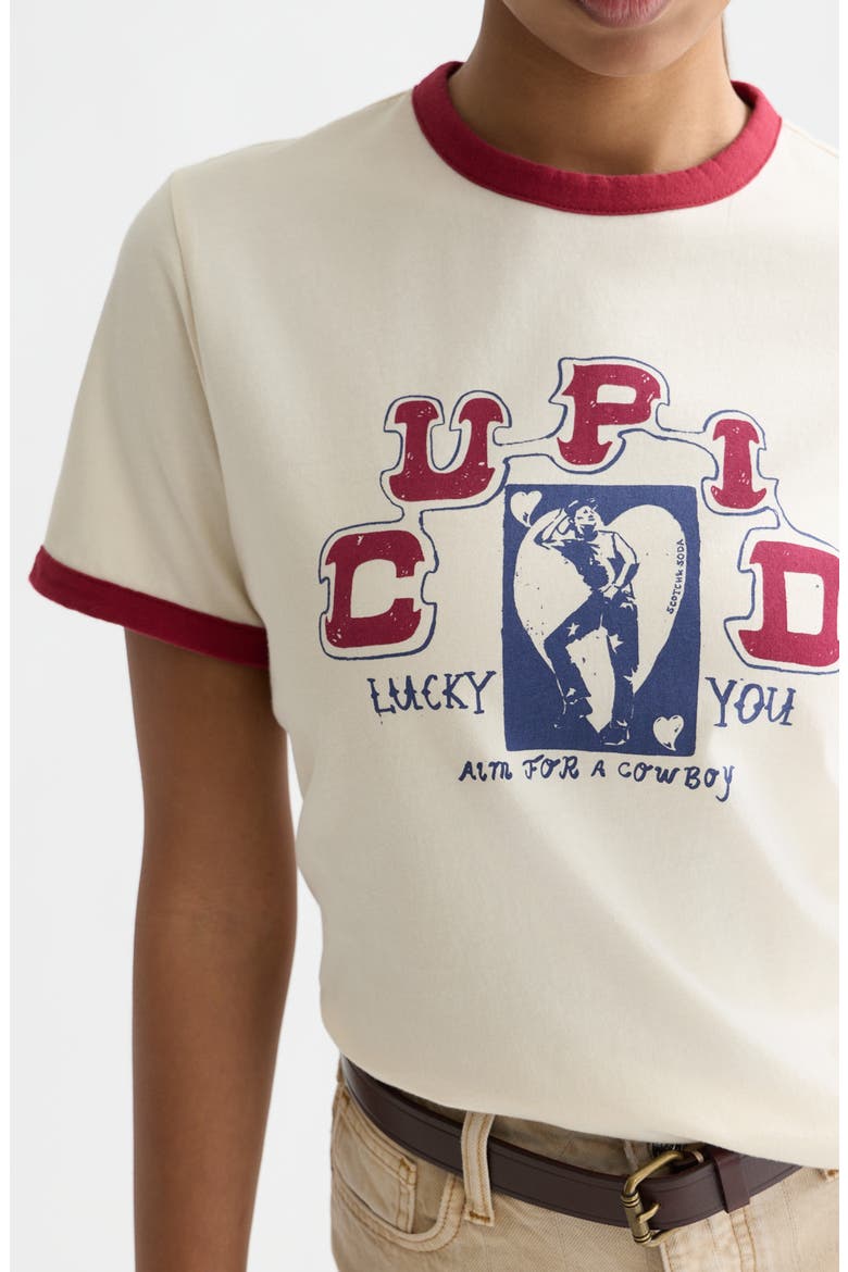 Cotton Blend Graphic Ringer T-Shirt, Alternate, color, EGGNOG