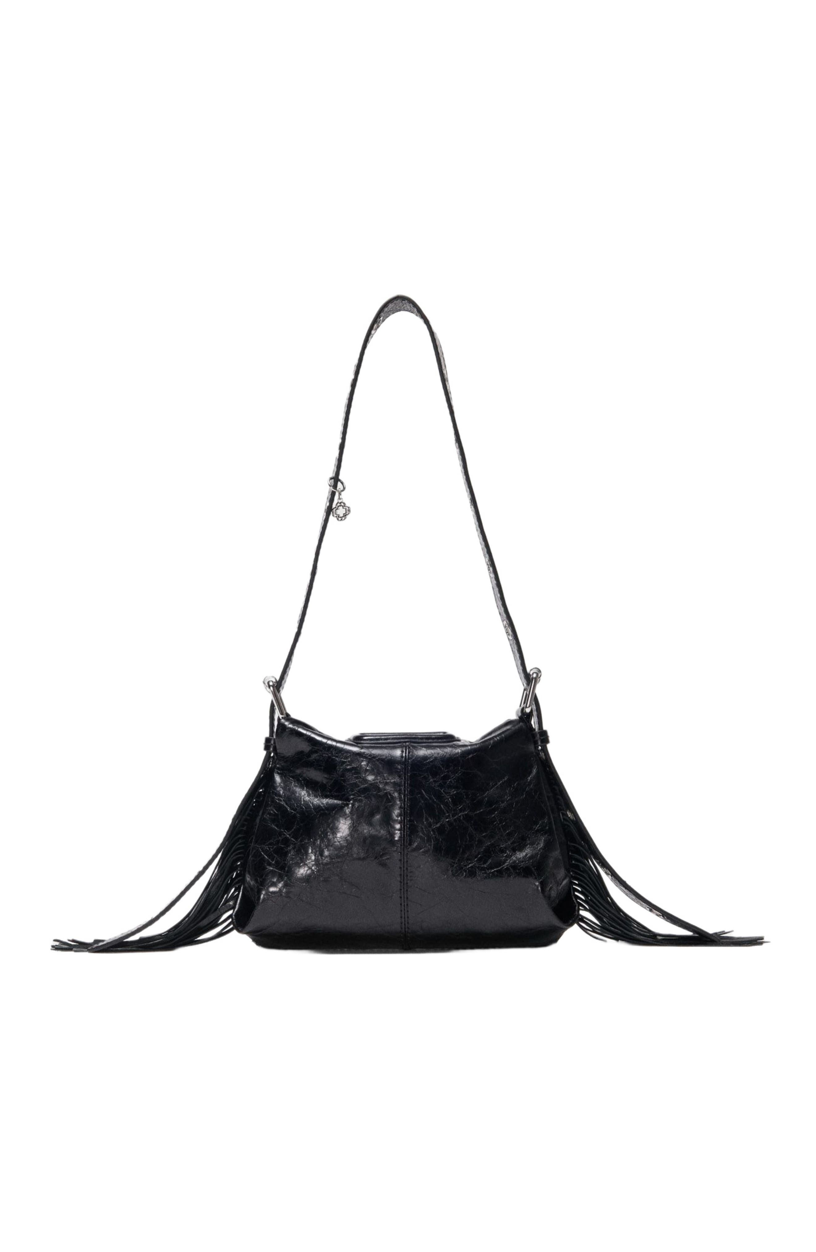 maje Miss M mini cracked leather bag, Alternate, color, Black