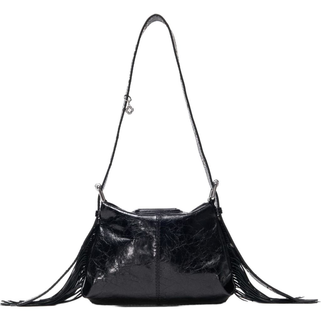 Maje Miss M Mini Cracked Leather Bag In Black