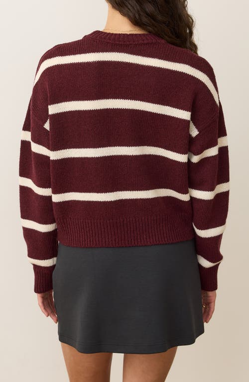 Marine Layer Berkeley Stripe Merino Wool Blend Sweater In Burgundy