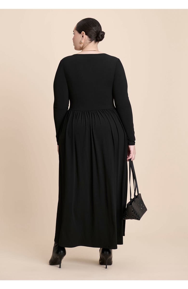 ELOQUII Plunge Neck Knit Dress, Alternate, color, Black Onyx