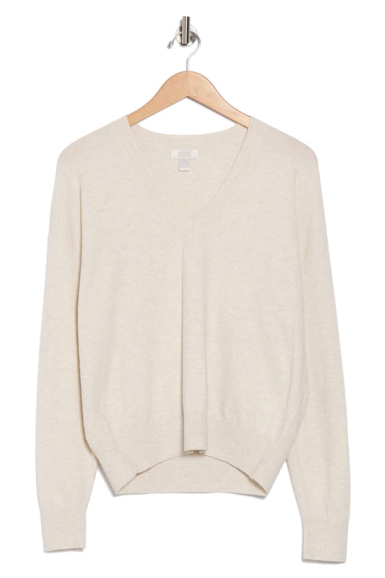 V-Neck Pullover Sweater, Alternate, color, BEIGE OATMEAL MEDIUM HTR