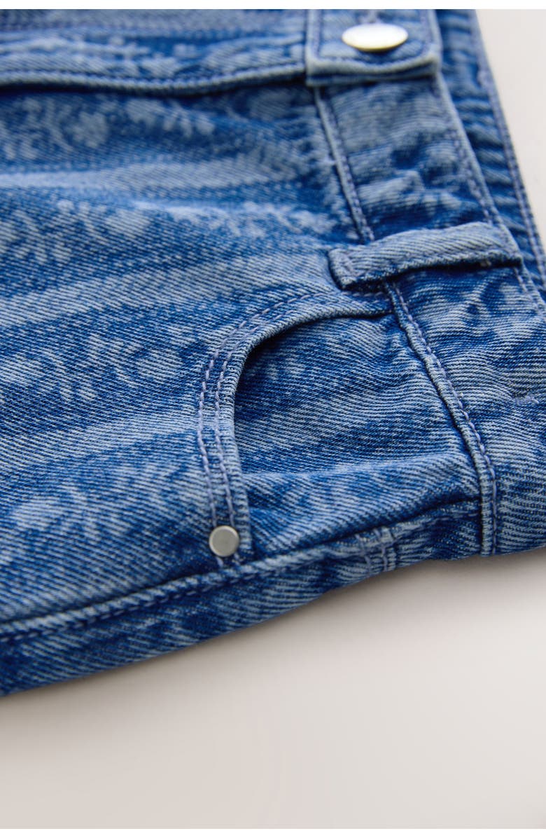 NEXT Kids' Floral Stripe Denim Shorts, Alternate, color, Blue