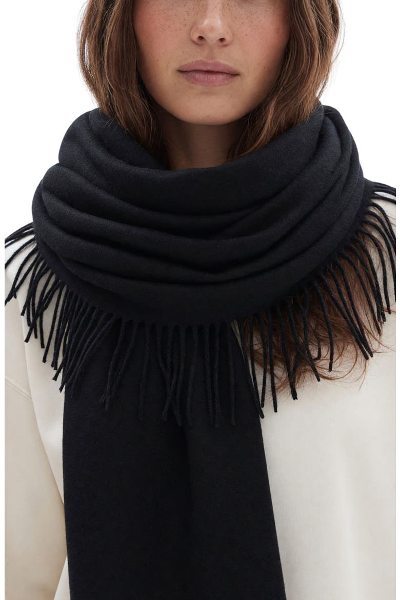 Double Fringe Scarf, Main, color, BLACK
