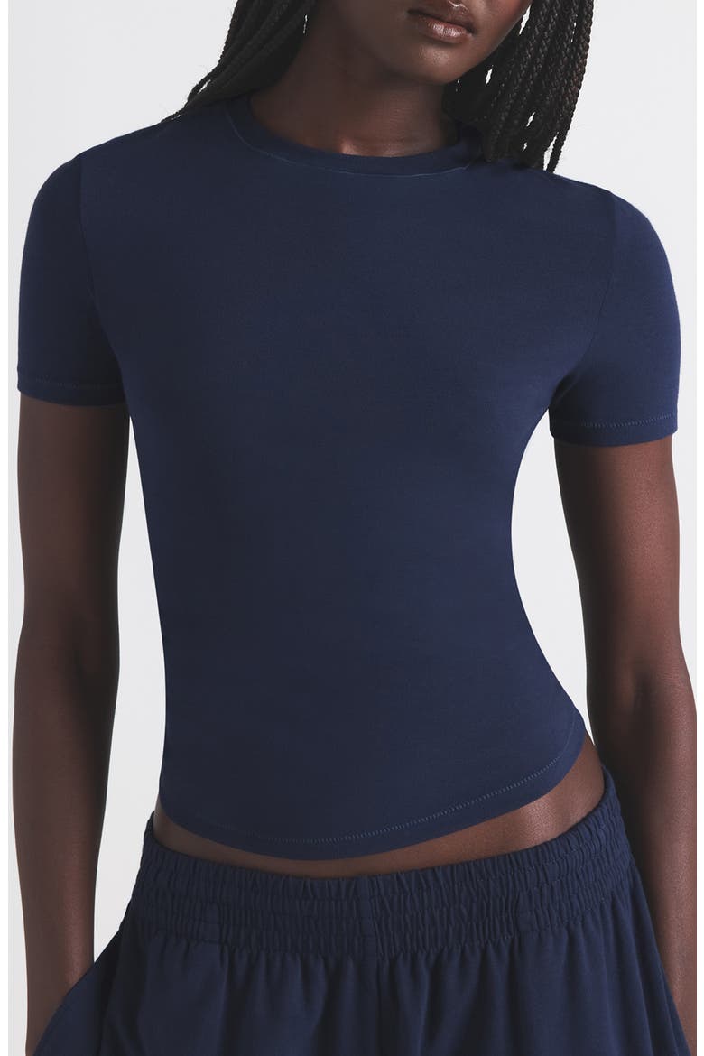 Crop Cotton Blend T-Shirt, Main, color, NAVY