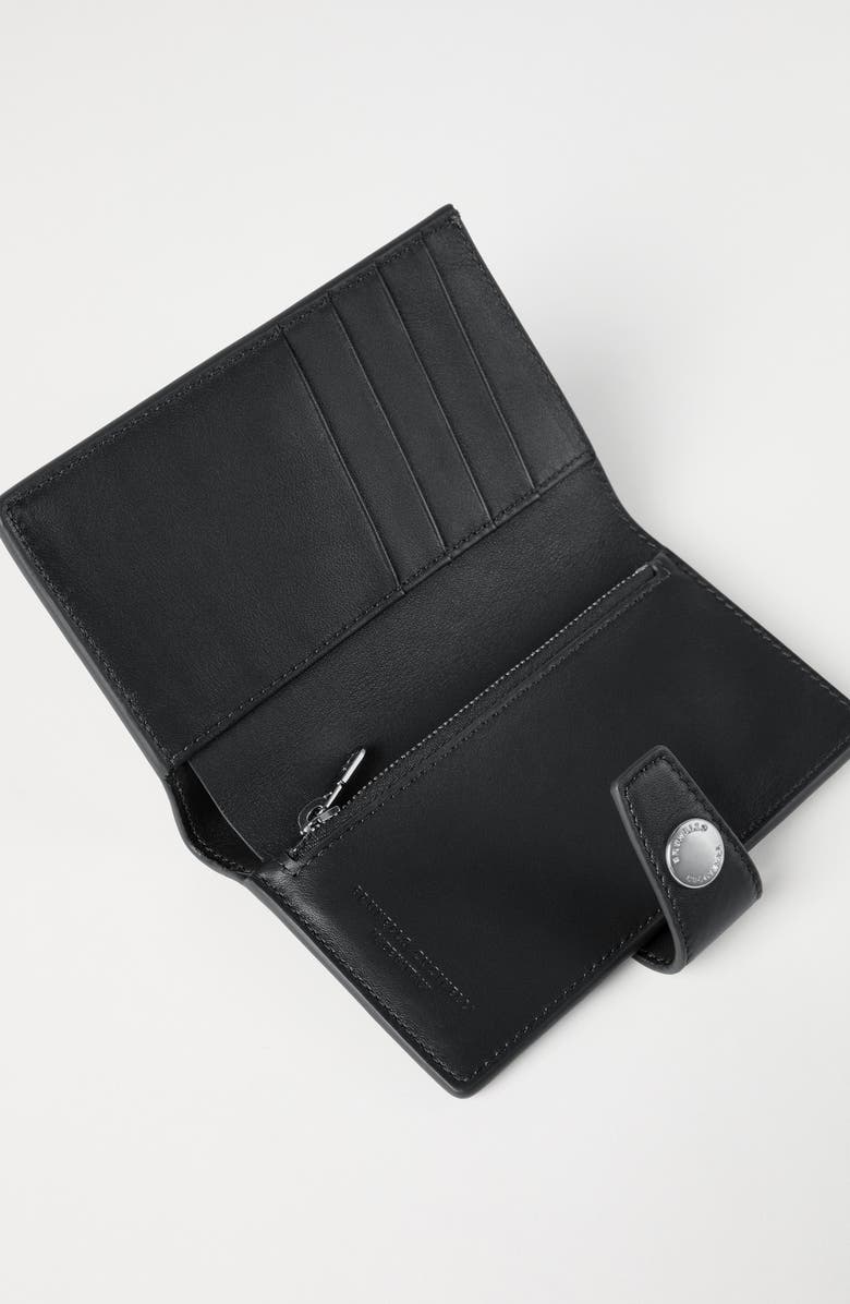 Brunello Cucinelli Leather wallet with zipper, Alternate, color, Black