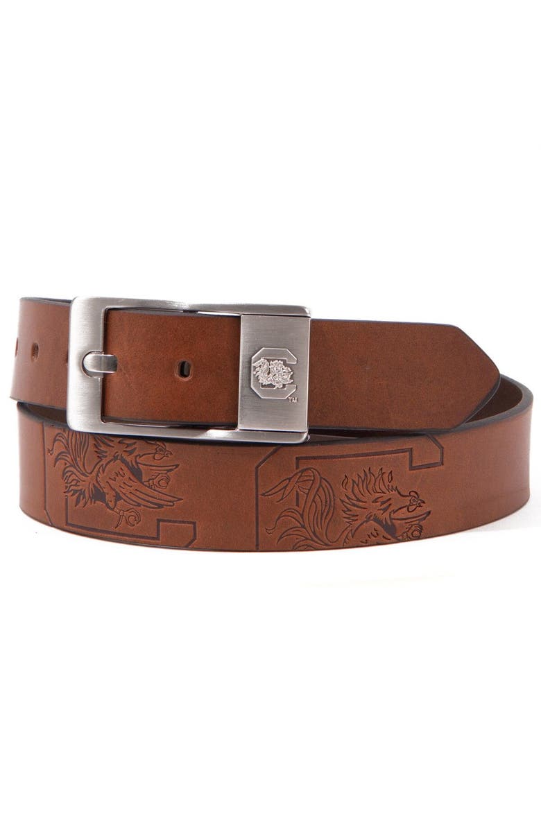 EAGLES WINGS South Carolina Gamecocks Brandish Leather Belt - Brown, Main, color, Brown