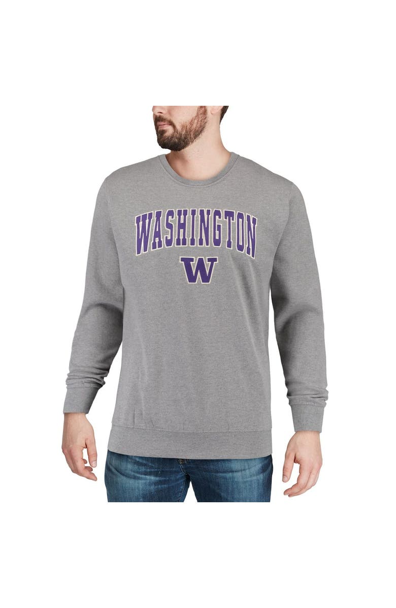 COLOSSEUM Men's Colosseum Heather Gray Washington Huskies Arch & Logo Crew Neck Sweatshirt, Alternate, color, Heather Gray