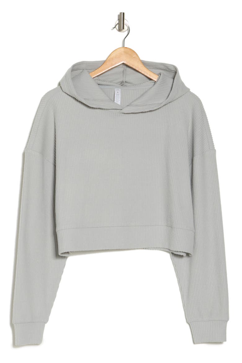 Crop Rib Hoodie, Alternate, color, GREY