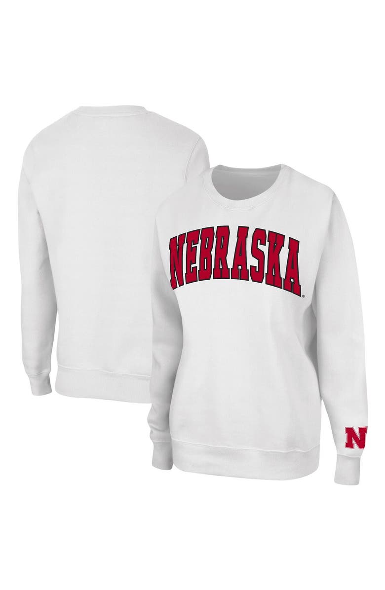 COLOSSEUM Women's Colosseum White Nebraska Huskers Campanile Pullover Sweatshirt, Main, color, White