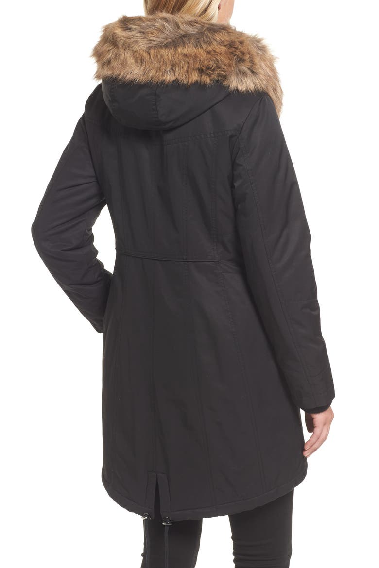Insulated Parka with Faux Fur Trim, Alternate, color, BLACK