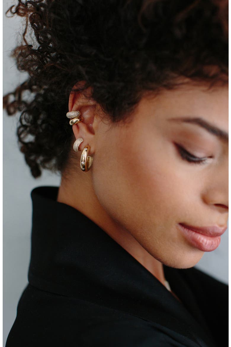 Wide Diamond Pavé Ear Cuff, Alternate, color, YELLOW GOLD/ DIAMOND
