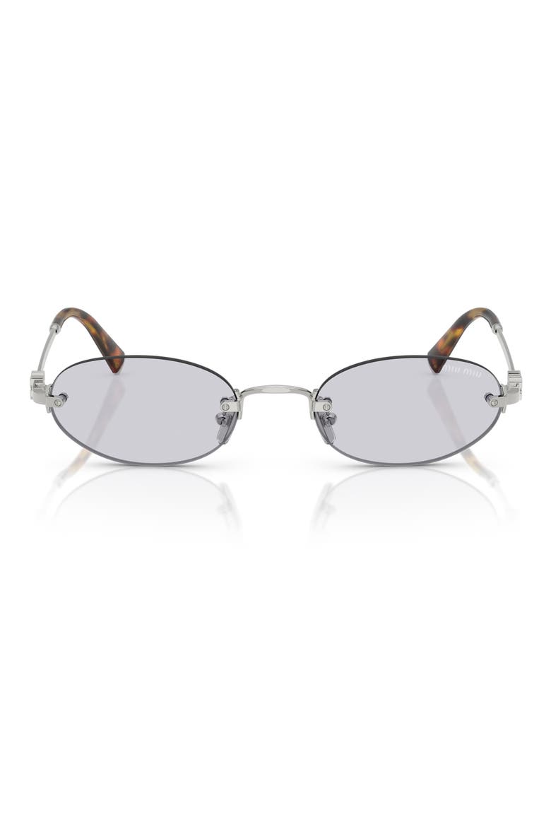 Miu Regarde 51mm Oval Sunglasses, Main, color, SILVER / LILLAC