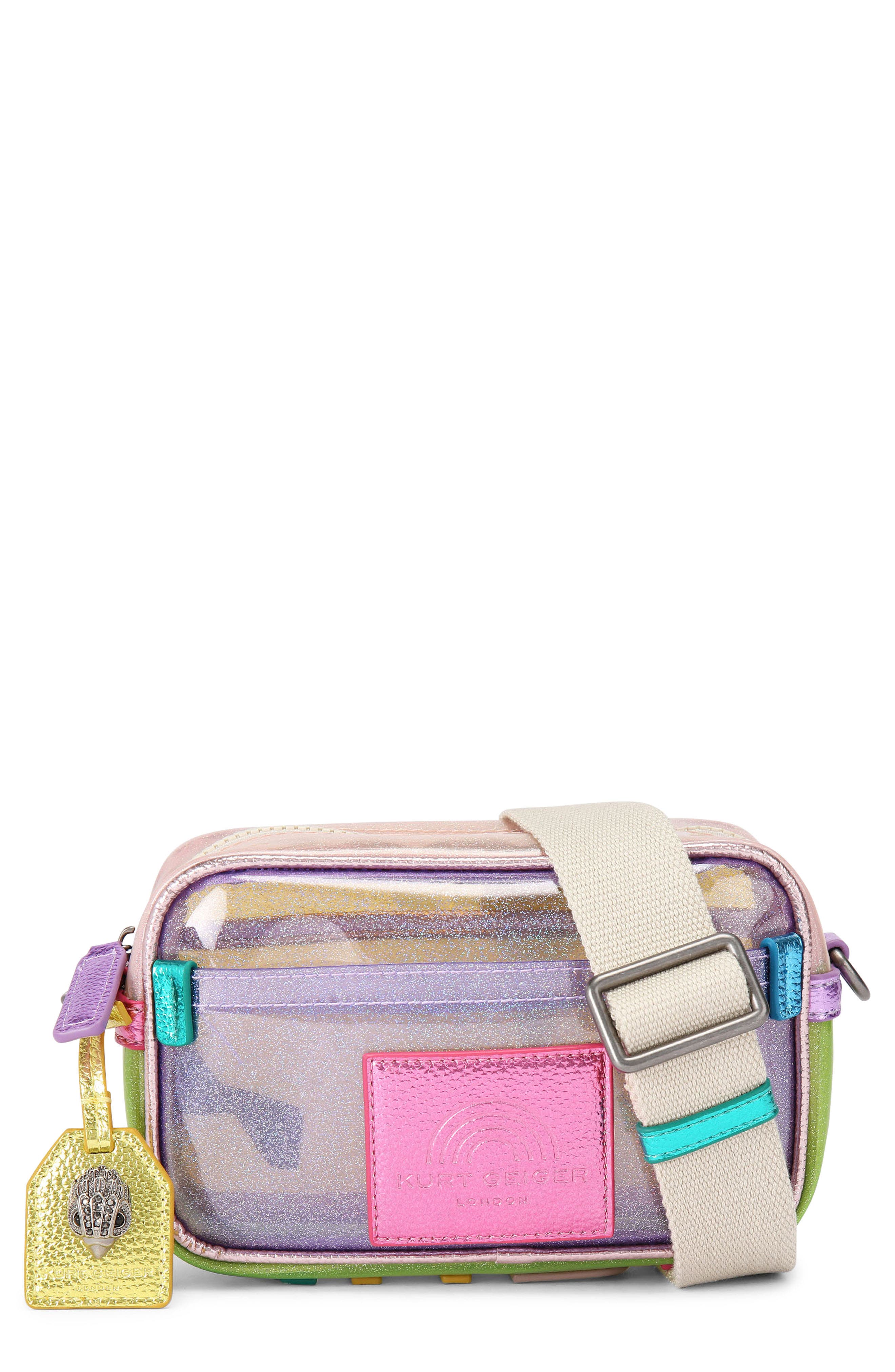 Kurt Geiger London Small Southbank Vinyl Clear Camera Crossbody Bag, Main, color, 