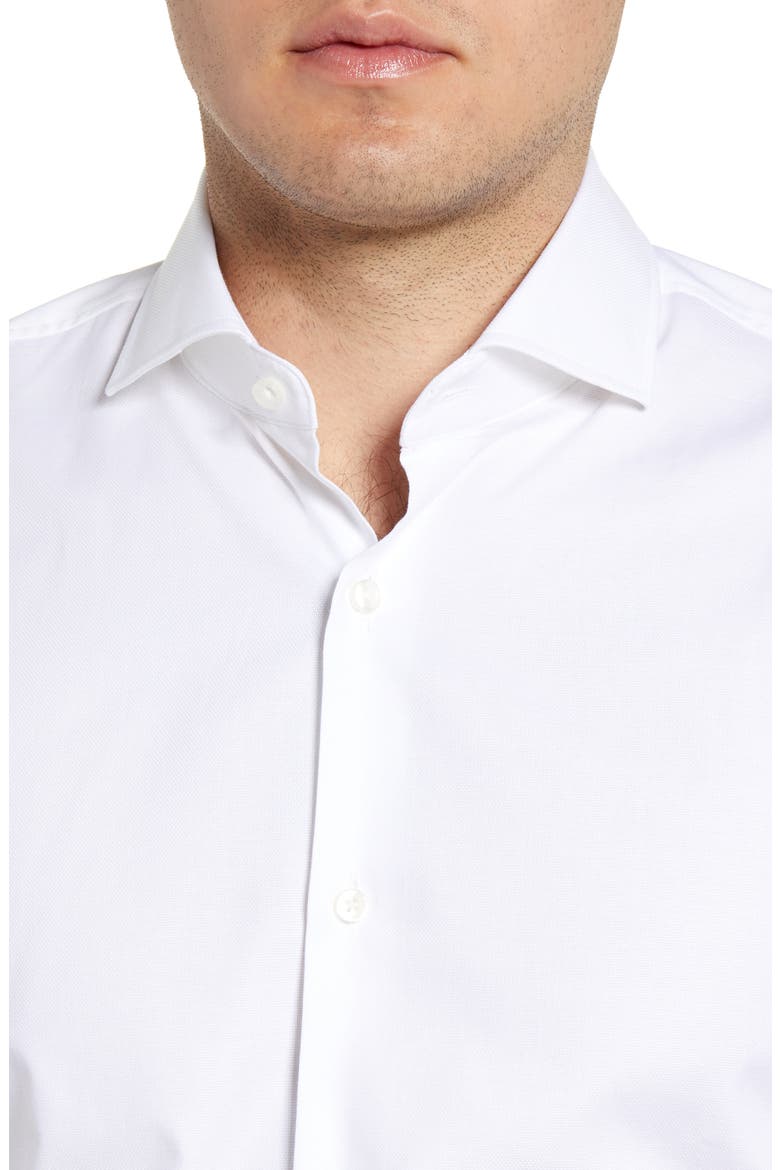 Slim Fit Solid Stretch Cotton Dress Shirt, Alternate, color, WHITE