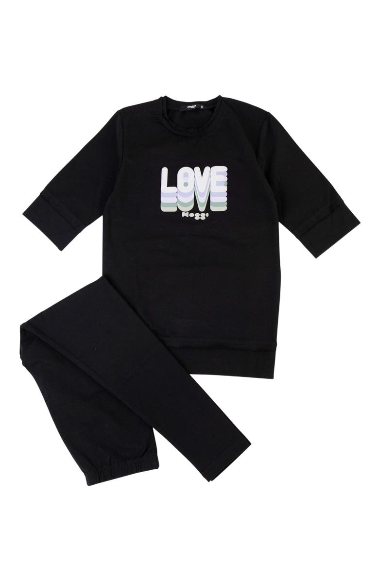 NoggiWear Layers of Love Loungewear Set, Main, color, Black