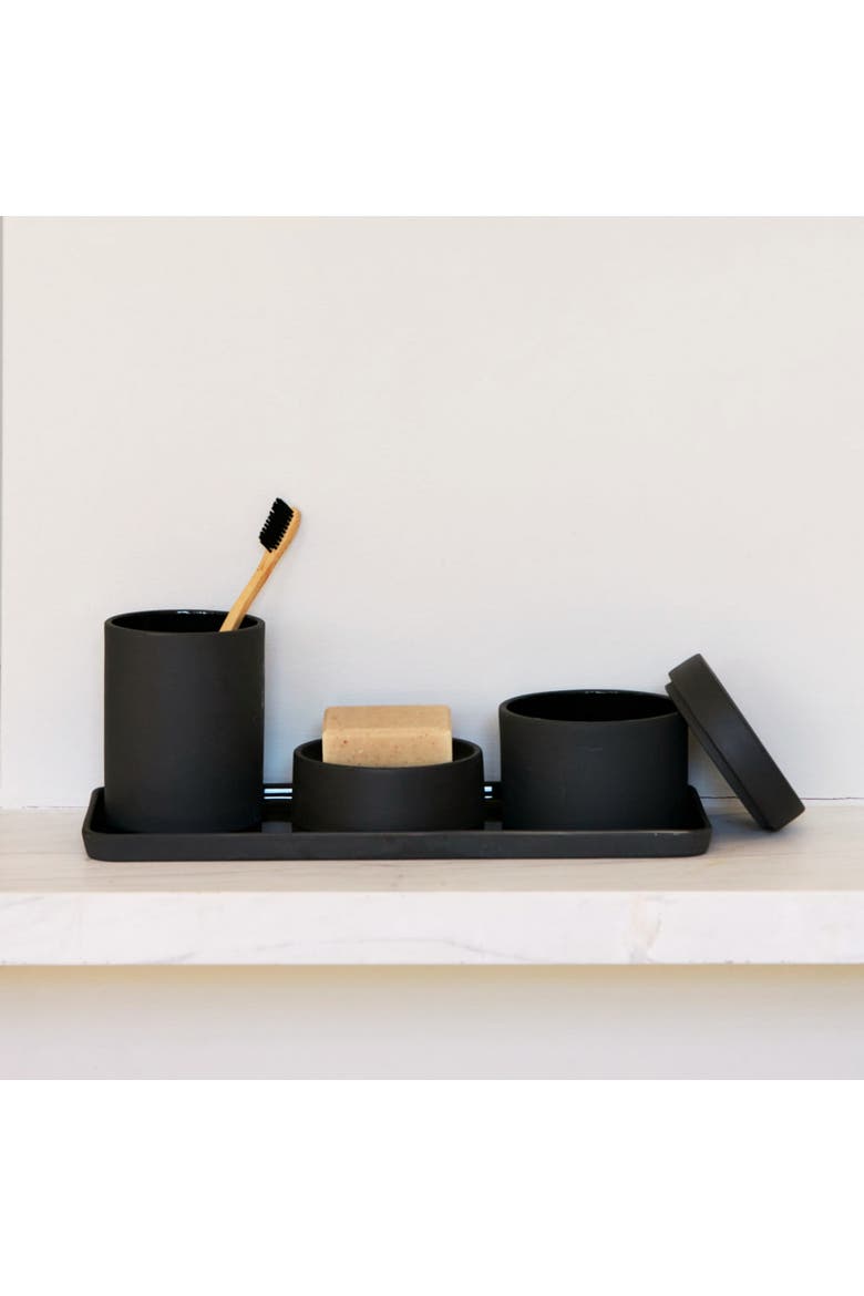 Sabia Bathroom Vanity Countertop Tray Kitchen Accessories, 32cm L x 13cm W x 1.5cm H, Alternate, color, Black