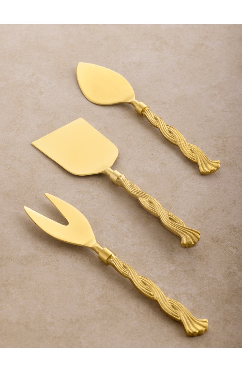 GAURI KOHLI Santiago Cheese Knives, Set of 3, Main, color, Gold