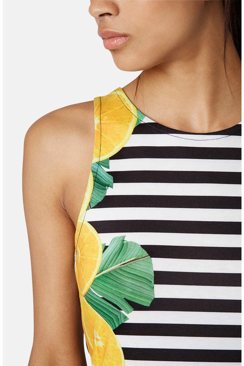 Lemon Stripe Print Body-Con Dress, Alternate, color, YELLOW