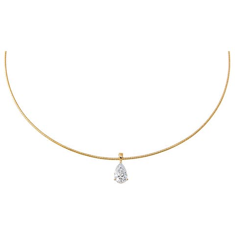 Lab Grown Diamond Pear Round Omega Chain Necklace 14K