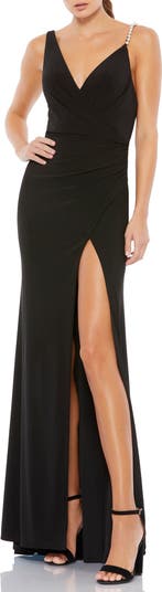 （US発）Mac Duggal ドレープパールビーズマーメイドガウン Mac Duggal】ドレープパールビーズマーメイドガウン