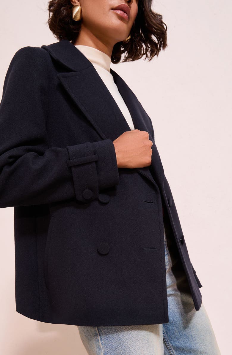 Friends Like These Double Breasted Peacoat, Alternate, color, Blue