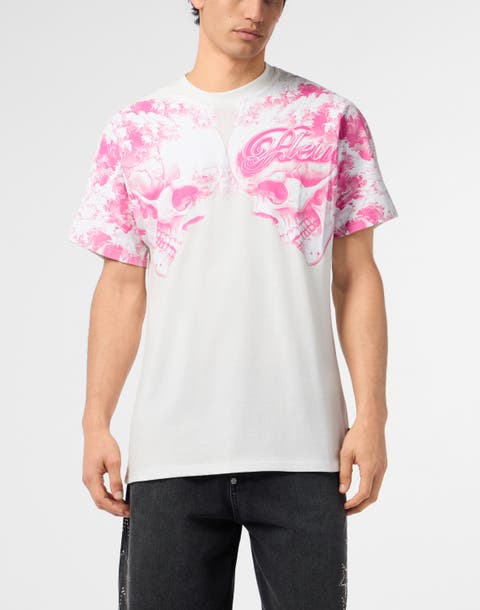 Round Neck T-Shirt Ceramic Skulls Men