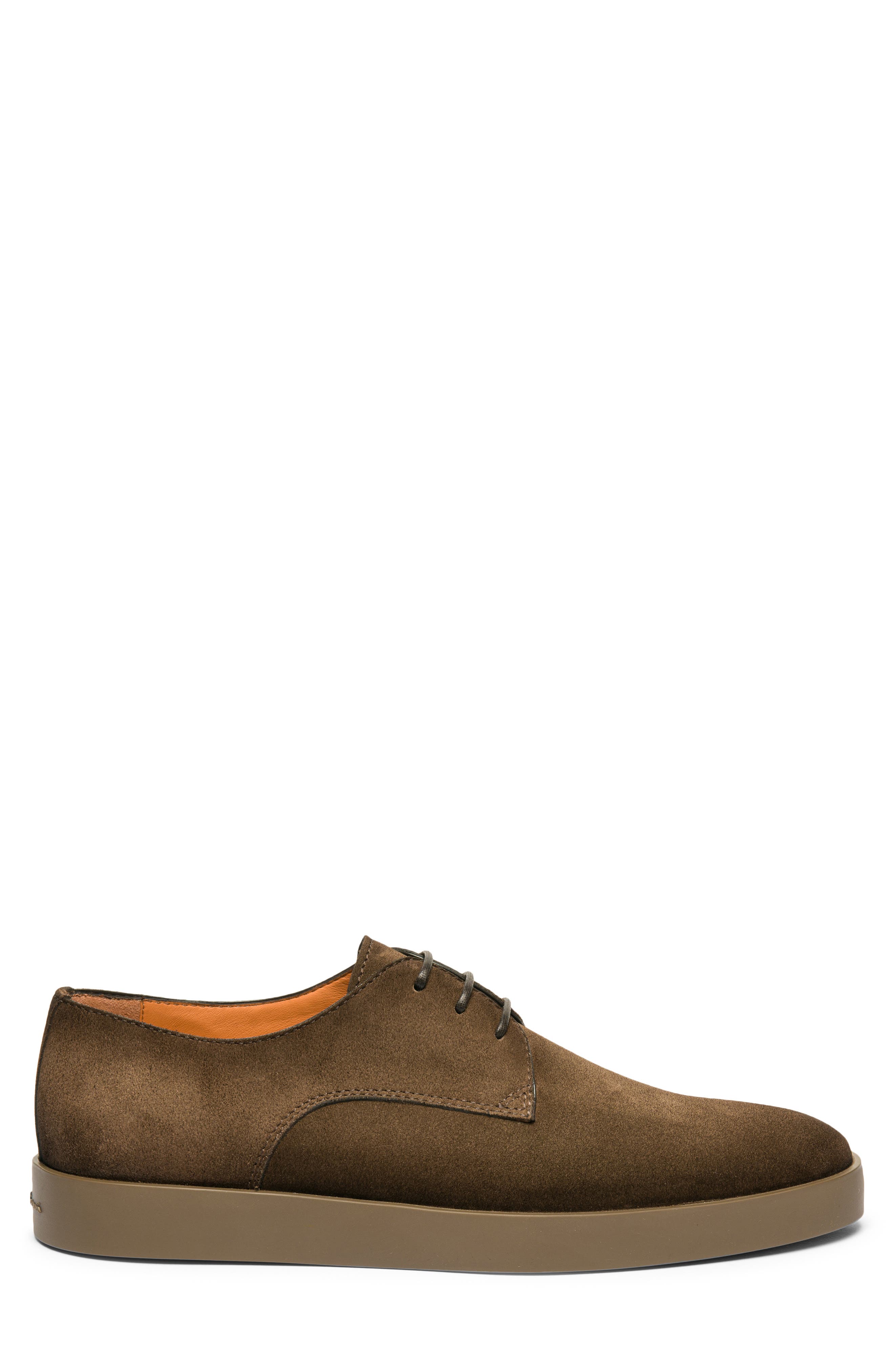 Santoni Dilate Suede Sneaker Derby, Alternate, color, Brown