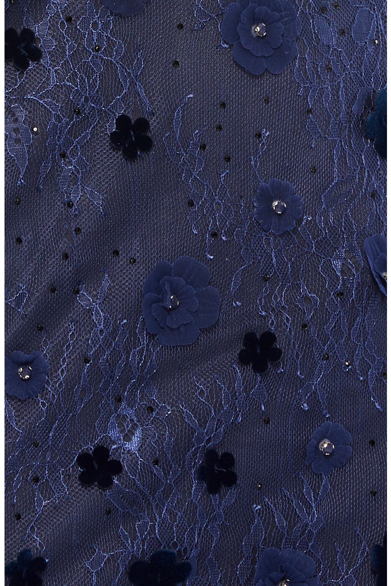 Embellished Floral Short Sleeve Gown, Alternate, color, MIDNIGHT