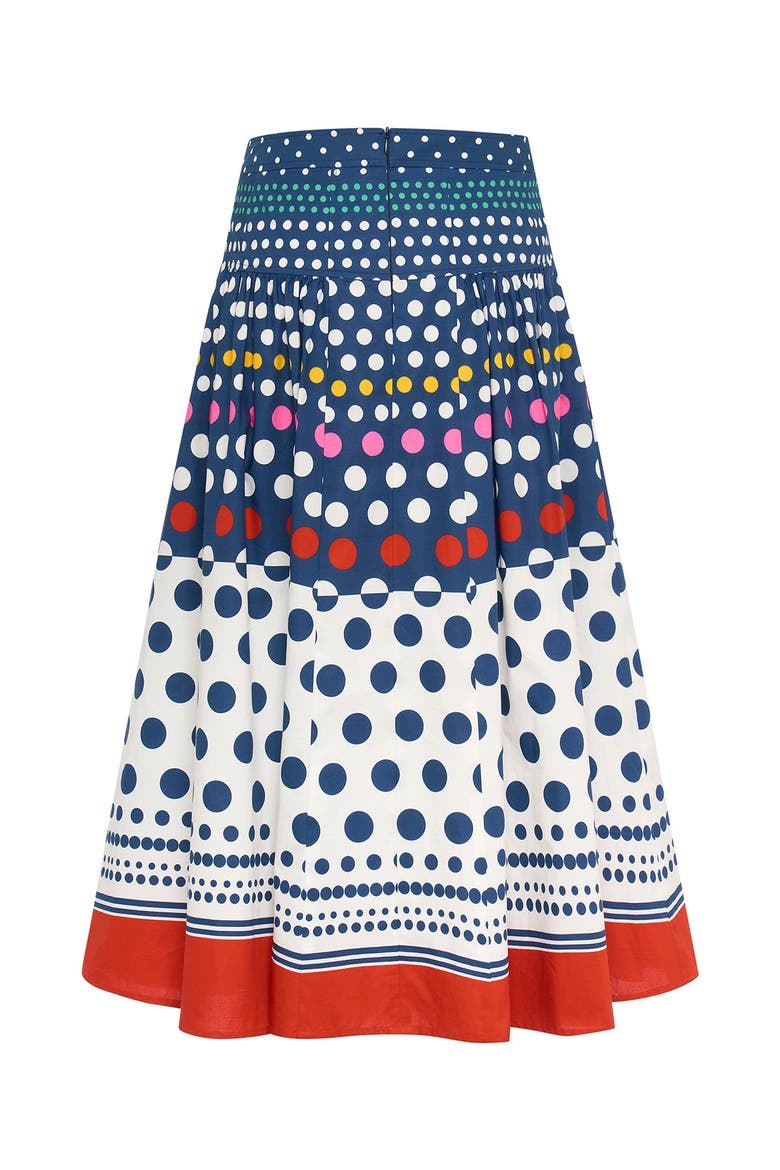 Long Printed Cotton Skirt, Alternate, color, Blue Multicolour