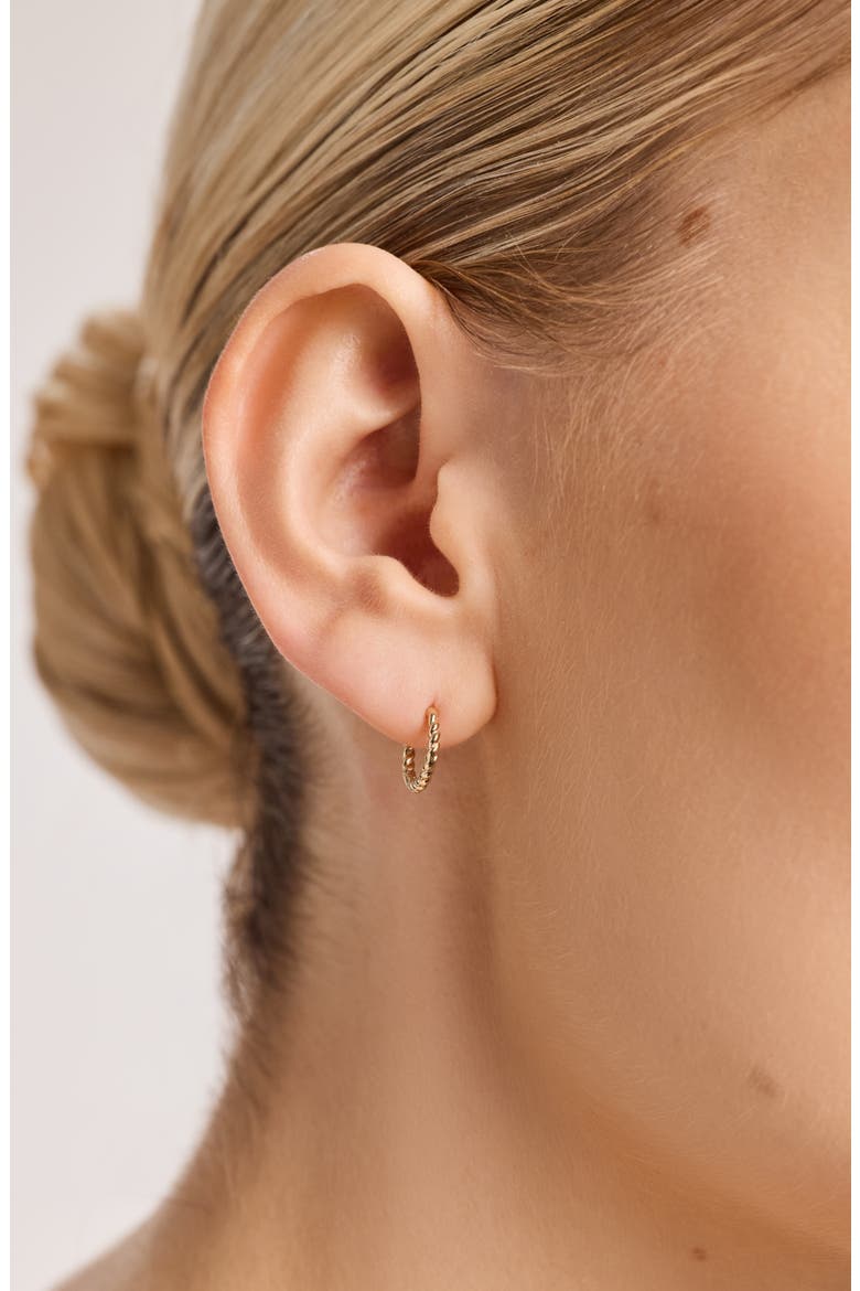 Solid Yellow Gold - Gold Slim Twist Hoops, Alternate, color, Gold