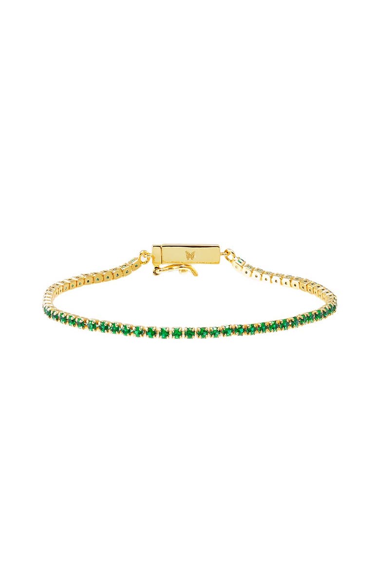 BY ADINA EDEN Colored CZ All Around Tennis Bracelet, Main, color, Emerald Green