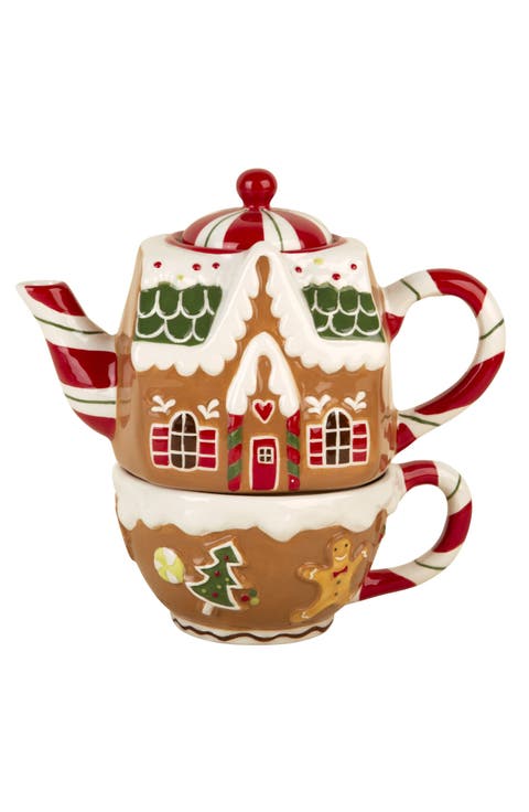 Christmas Gingerbread House Teapot & Mug Set