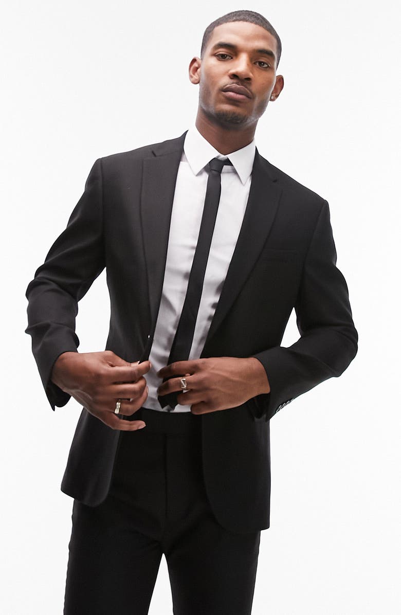 Topman Textured Slim Fit Suit Jacket, Main, color, 