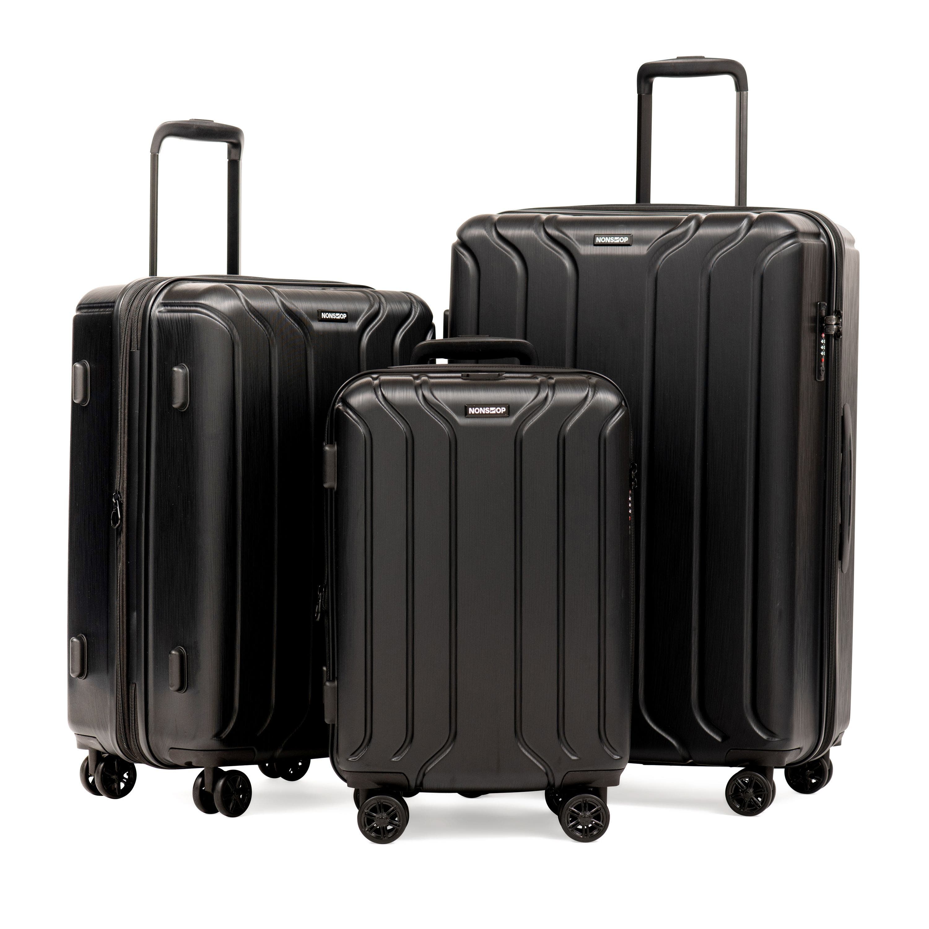 NONSTOP New York 3 Piece Set (20" 24" 28") 4-Wheel Luggage Set + 3 packing cubes, Main, color, Black